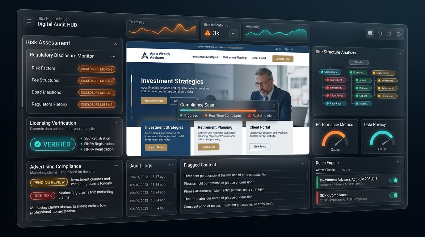 Compliance risk review and regulatory disclosure monitor HUD interface