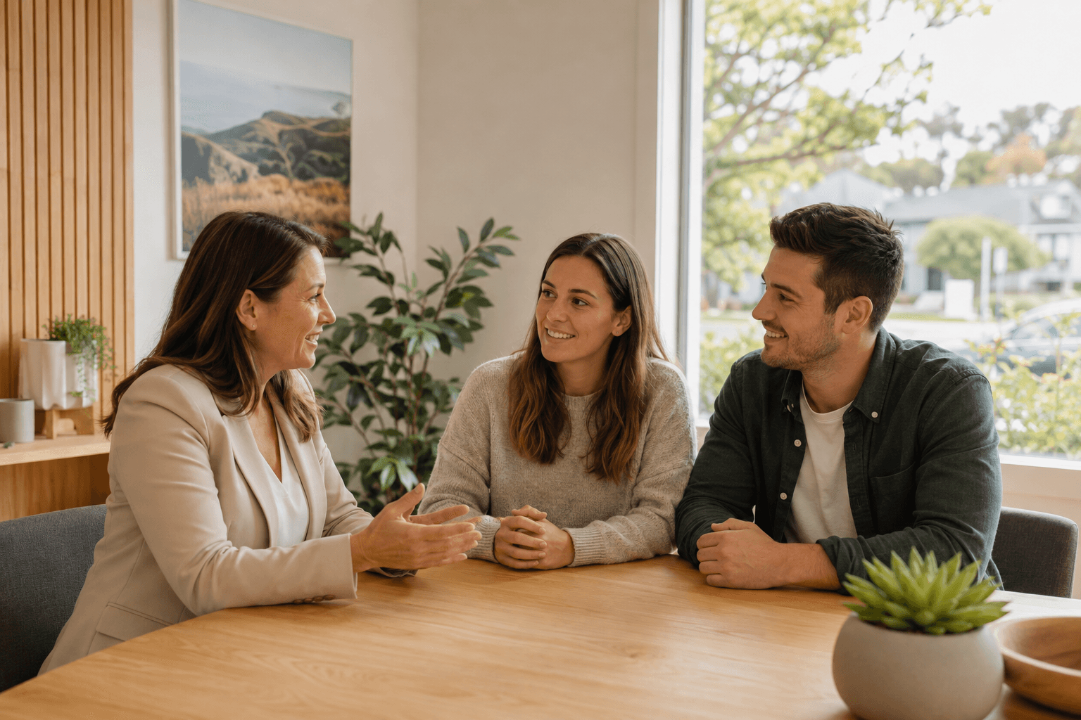 New Zealand financial adviser meeting with prospective mortgage clients